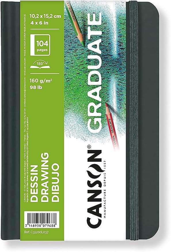 Canson Graduate Drawing Paper Hard Cover Art Journal 4x6 inches 52 Sheets  Artist Paper for Pencil Ink Pen Marker Illustration - Image 1