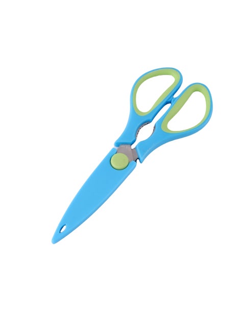 Kitchen Scissors -8inch- Ambidextrous Utility Scissors with Sharp Pointed Tip, Blade Guard, Assorted Colors Sent Randomly (Color Not Selectable) -For Food Prep, Cutting Meat, Herbs, Vegetables