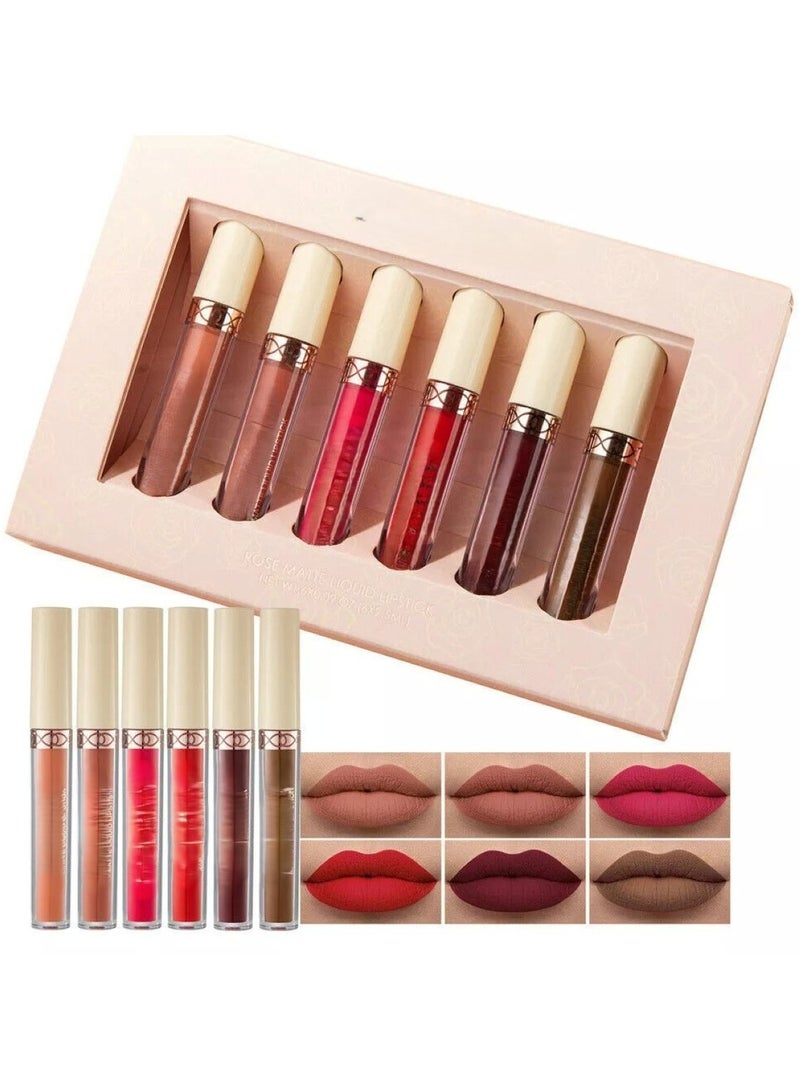 Huitich Matte Liquid Lipstick Set 6-Piece Non-Stick Long-Lasting Lip Gloss Collection - Image 1