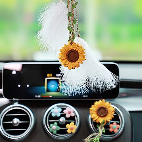 YGMONER Sunflower Car Interior Rear View Mirror Hanging Accessories Car Decor for Women - Image 5