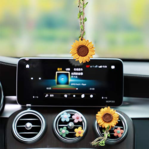 YGMONER Sunflower Car Interior Rear View Mirror Hanging Accessories Car Decor for Women - Image 3