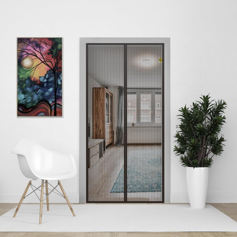 Kolar Mosquito Net for Door | Fiberglass Magnetic Curtain Auto Closing Insect Screen for All Door Types with Self Adhesive Hook Tape (200x100 Cms, Black) - Image 5
