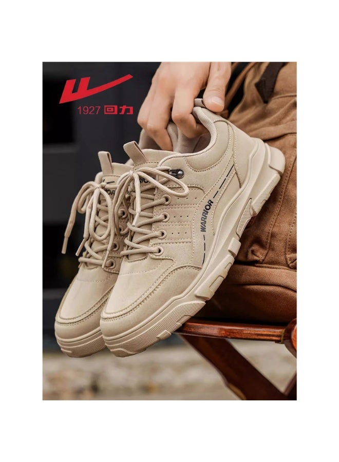 Warrior Men's Beige Chunky Sole Casual Sneakers - Comfortable Non-Slip Outdoor Fashion Shoes 40SIZE - Image 1