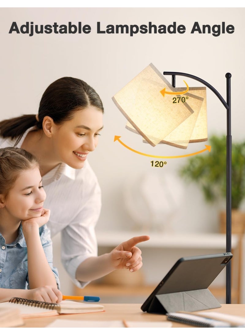 نادراب مصباح أرضي LED حديث مقاس 60 بوصة بألوان دافئة مع جهاز تحكم عن بعد، ضوء أبيض، قابل للتعديل بثلاثة ألوان، مع ضوء معلق، مناسب لغرف المعيشة عالية السطوع وغرف النوم والمكاتب والفصول الدراسية والمهاجع (أسود). - Image 3