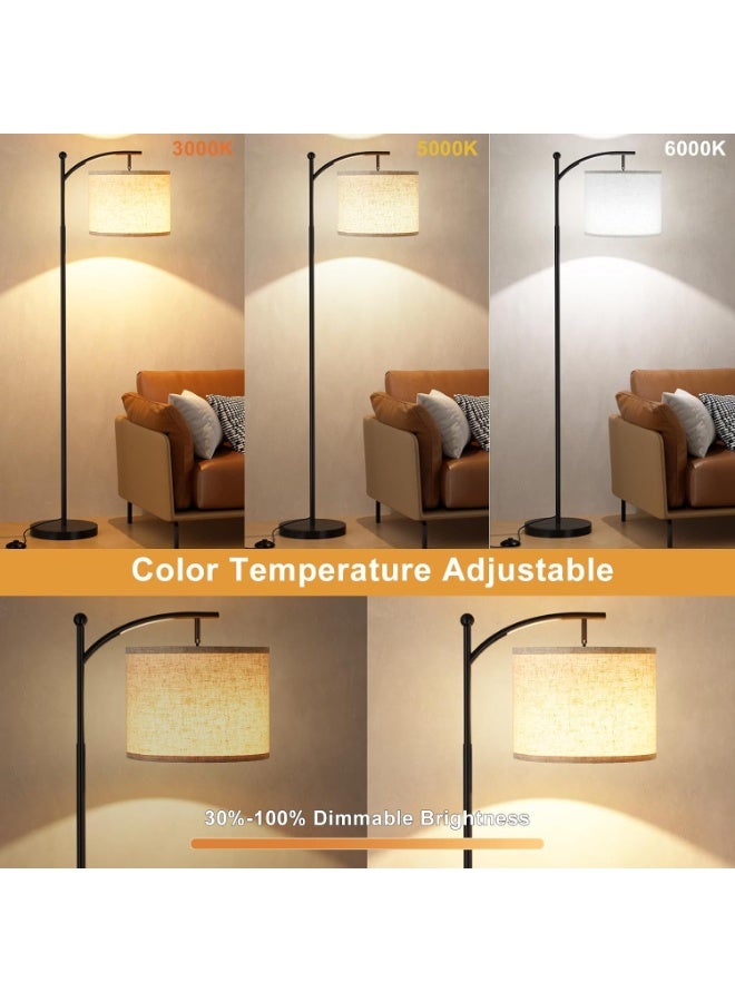 نادراب مصباح أرضي LED حديث مقاس 60 بوصة بألوان دافئة مع جهاز تحكم عن بعد، ضوء أبيض، قابل للتعديل بثلاثة ألوان، مع ضوء معلق، مناسب لغرف المعيشة عالية السطوع وغرف النوم والمكاتب والفصول الدراسية والمهاجع (أسود). - Image 2