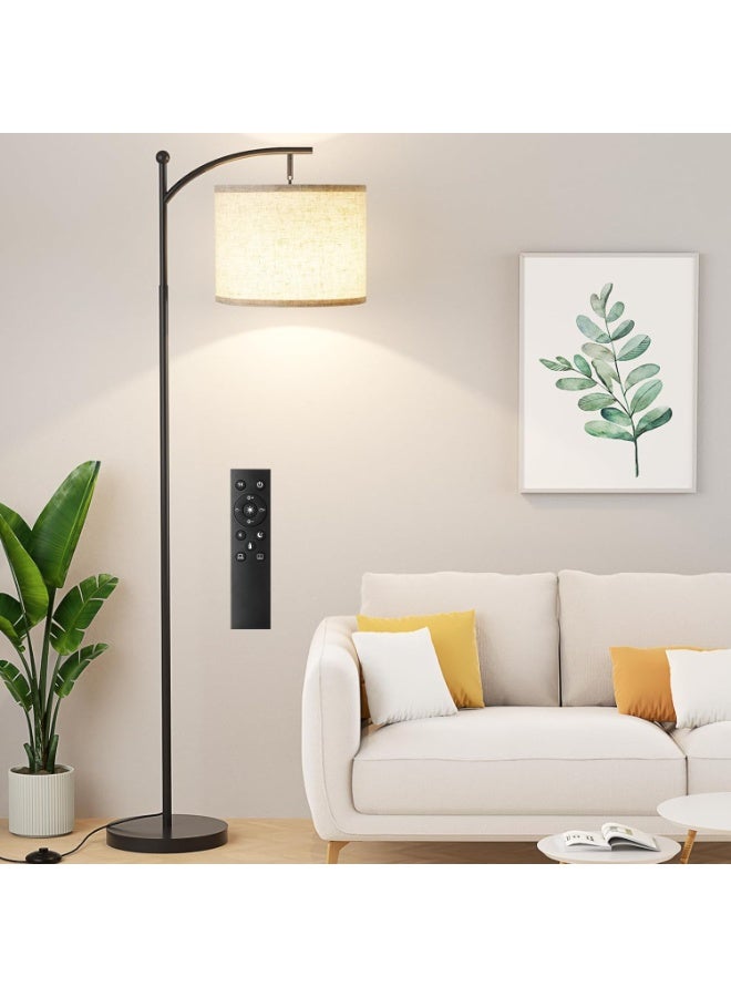 نادراب مصباح أرضي LED حديث مقاس 60 بوصة بألوان دافئة مع جهاز تحكم عن بعد، ضوء أبيض، قابل للتعديل بثلاثة ألوان، مع ضوء معلق، مناسب لغرف المعيشة عالية السطوع وغرف النوم والمكاتب والفصول الدراسية والمهاجع (أسود). - Image 1