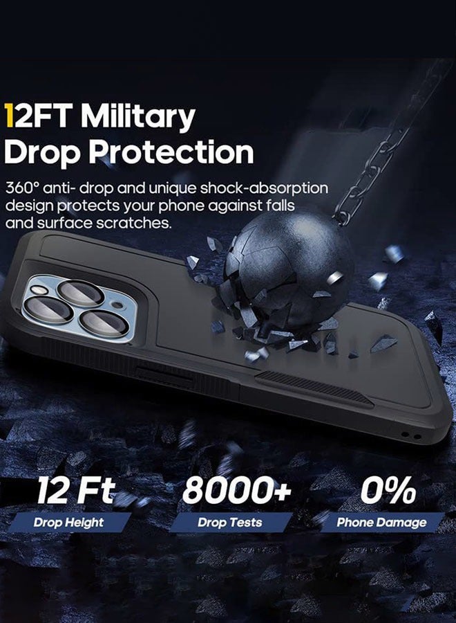 Motim 5 in 1 Phone Case +2 Lens Film +2 Screen Film Compatible for iPhone 14 High-Grade Drop Protection Hard Back Cover Shockproof Slim Case - Image 2