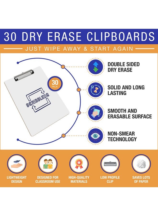 Scribbledo Dry Erase Clipboards Pack Of 6 Durable Doublesided 9"X12" White Clipboard With 6 Dry Erase Erasers White Board Clipboard With Low Profile Clip For School Classroom And Home Use - Image 4
