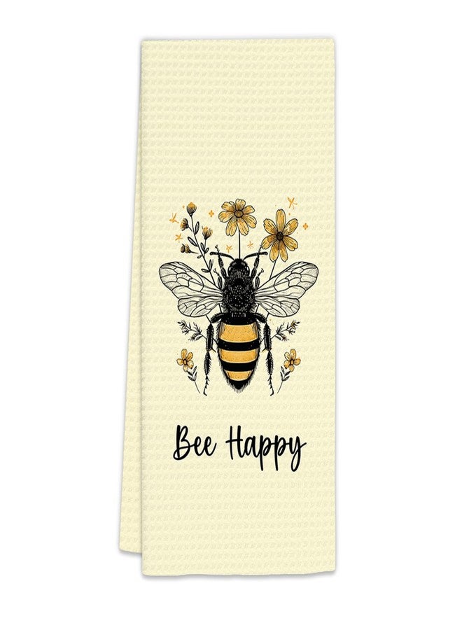FIicy Bee Kitchen Towels, Yellow Bee Dish Towels, Summer Bees Happy Decorative Hand Towels for Bathroom Kitchen, Bees Kitchen Decor and Accessories, Yellow BumbleBee Bathroom Kitchen Decor(16x24 Inch) - Image 1