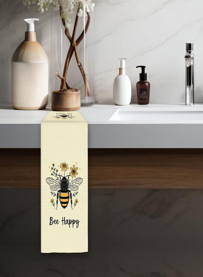 FIicy Bee Kitchen Towels, Yellow Bee Dish Towels, Summer Bees Happy Decorative Hand Towels for Bathroom Kitchen, Bees Kitchen Decor and Accessories, Yellow BumbleBee Bathroom Kitchen Decor(16x24 Inch) - Image 5