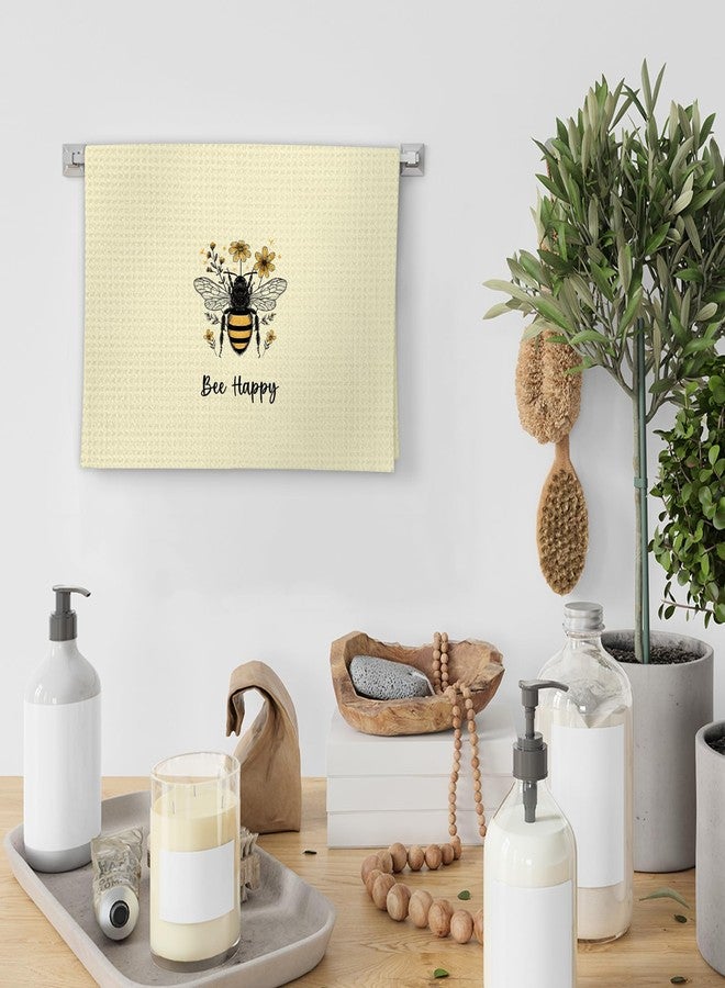 FIicy Bee Kitchen Towels, Yellow Bee Dish Towels, Summer Bees Happy Decorative Hand Towels for Bathroom Kitchen, Bees Kitchen Decor and Accessories, Yellow BumbleBee Bathroom Kitchen Decor(16x24 Inch) - Image 4
