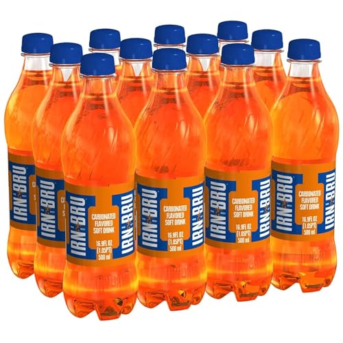 Irn Bru IRN-BRU Original Scottish Sparkling Soda, Citrus Flavored Carbonated Drink - Sparkling Flavored Soft Drink, 32 Flavor Recipe, 16.9 fl oz Bottles, Pack of 12 - Image 1