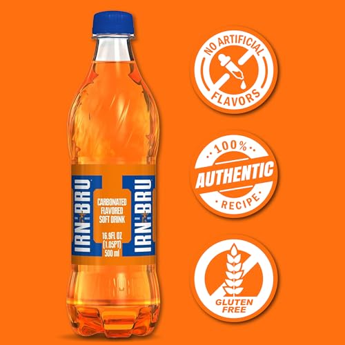 Irn Bru IRN-BRU Original Scottish Sparkling Soda, Citrus Flavored Carbonated Drink - Sparkling Flavored Soft Drink, 32 Flavor Recipe, 16.9 fl oz Bottles, Pack of 12 - Image 4