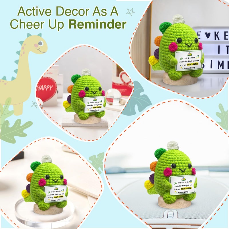 Gossby Handmade Positive Dinosaur Crochet - Inspirational Gift for Women - You're a Truly Roar-Some Human Being - Christmas, Birthday, Emotional Positive Energy Gift Coworker, Sister, Friend, Teacher - Image 5