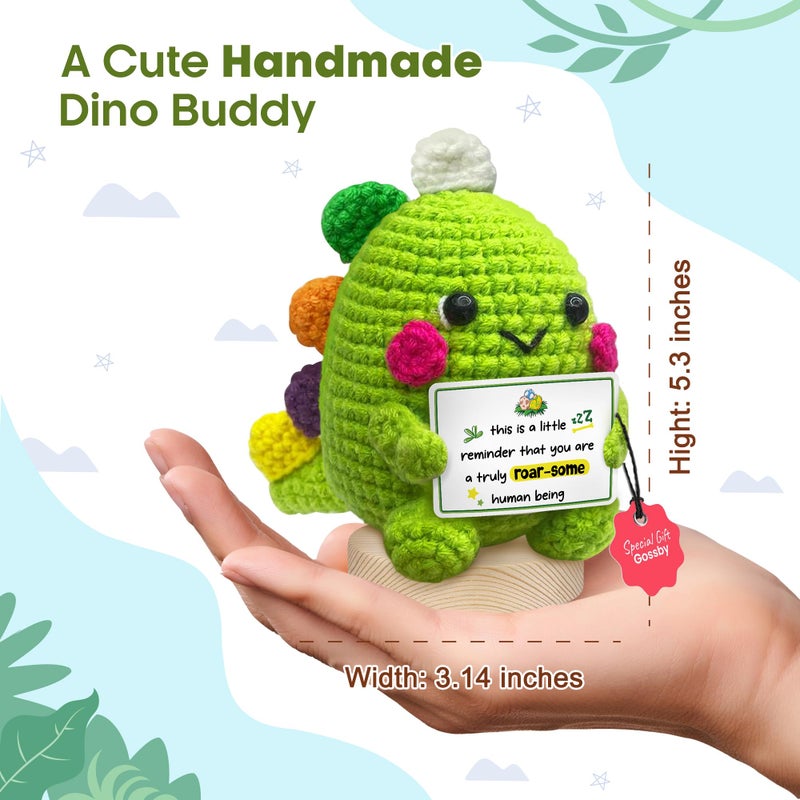 Gossby Handmade Positive Dinosaur Crochet - Inspirational Gift for Women - You're a Truly Roar-Some Human Being - Christmas, Birthday, Emotional Positive Energy Gift Coworker, Sister, Friend, Teacher - Image 3