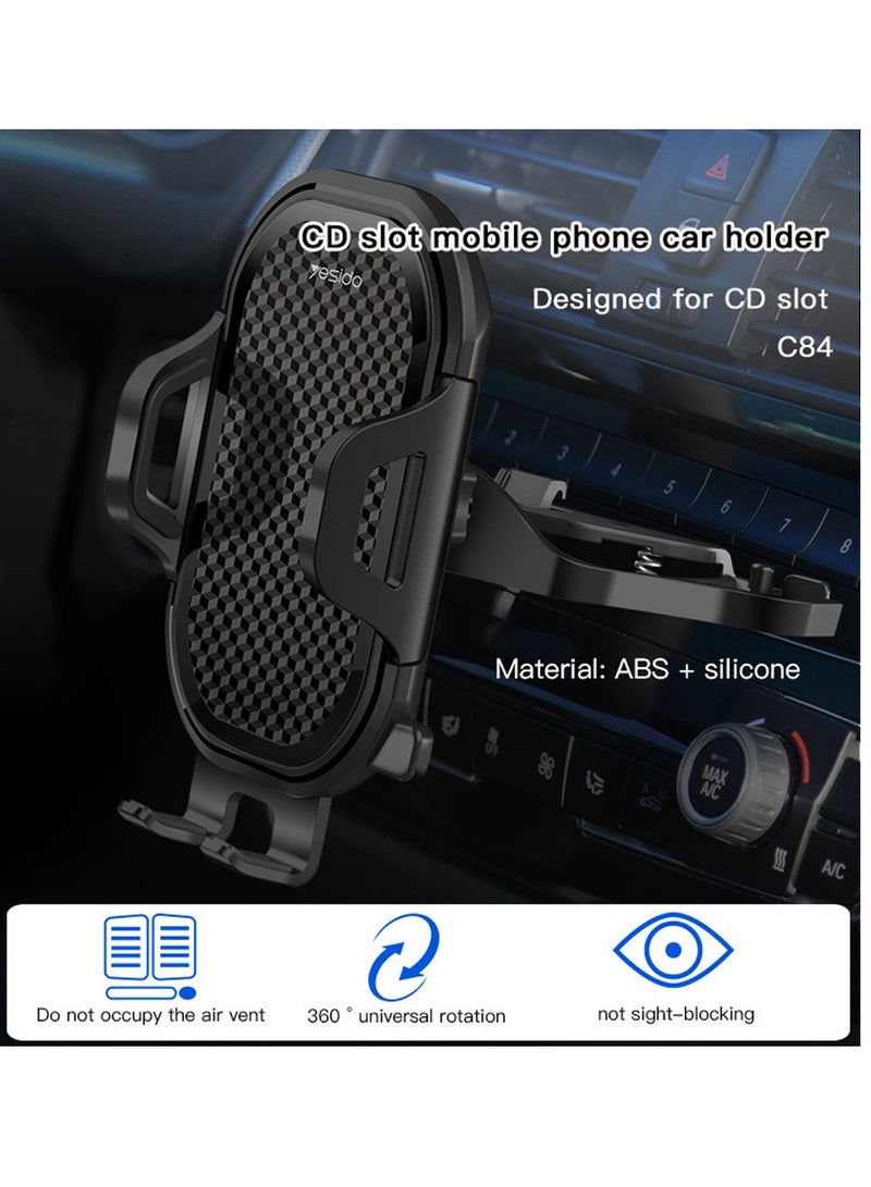 يسيدو C84 حامل القرص المضغوط مصنع مخصص العالمي لتحديد المواقع سيارة الهاتف الذكي جبل قابل للتعديل حامل الهاتف الخليوي الأسود - Image 2