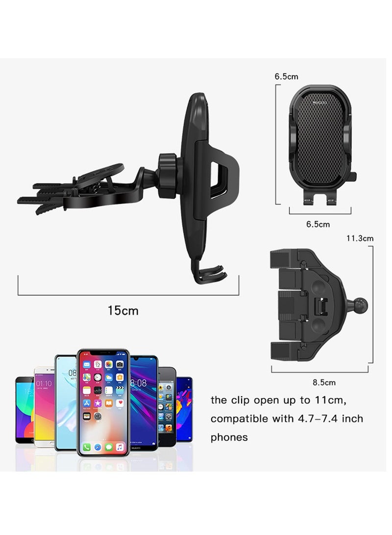يسيدو C84 حامل القرص المضغوط مصنع مخصص العالمي لتحديد المواقع سيارة الهاتف الذكي جبل قابل للتعديل حامل الهاتف الخليوي الأسود - Image 3