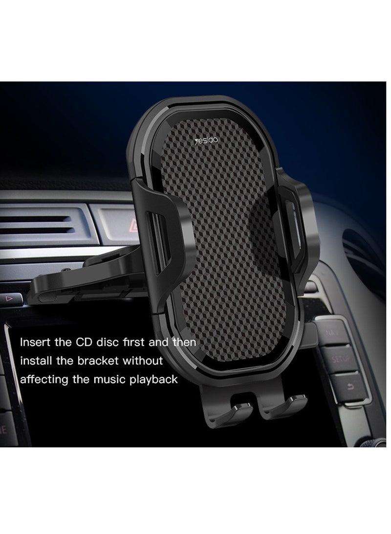 يسيدو C84 حامل القرص المضغوط مصنع مخصص العالمي لتحديد المواقع سيارة الهاتف الذكي جبل قابل للتعديل حامل الهاتف الخليوي الأسود - Image 4