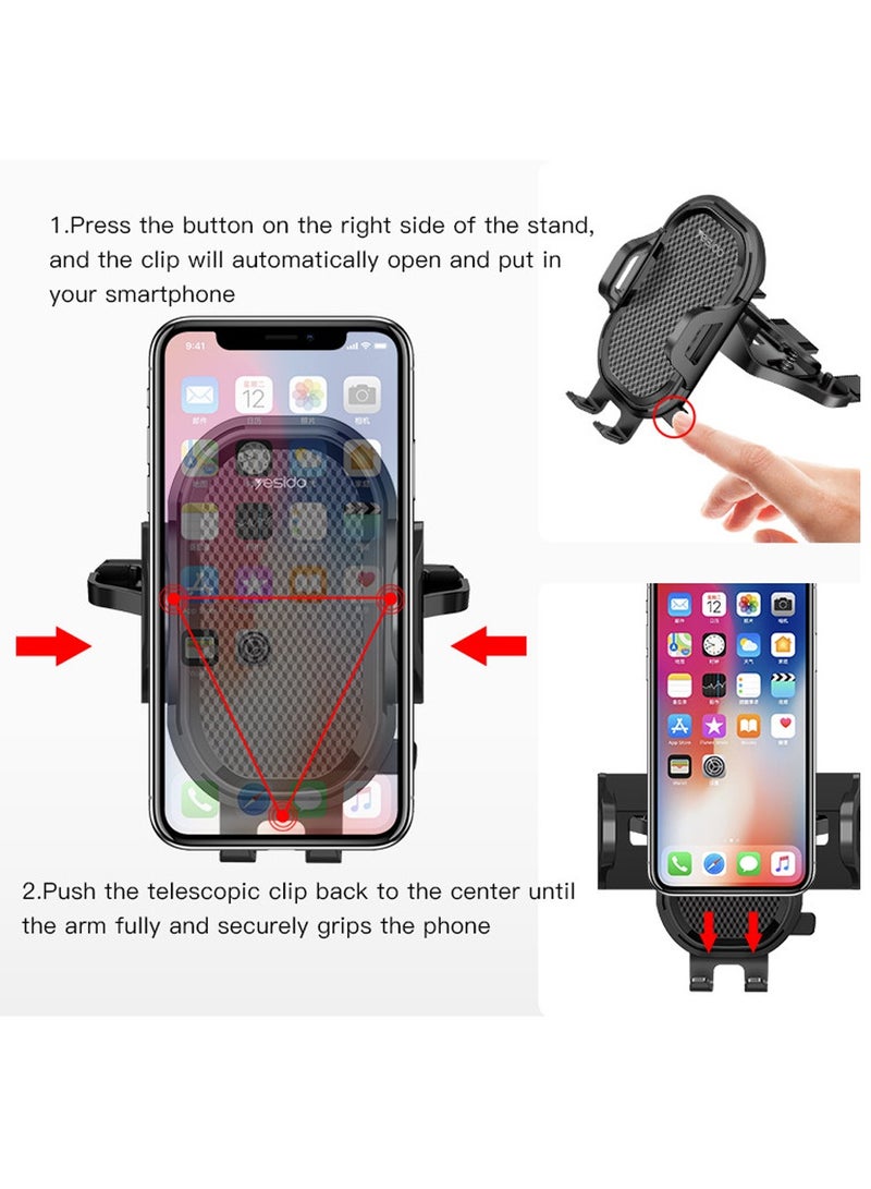 يسيدو C84 حامل القرص المضغوط مصنع مخصص العالمي لتحديد المواقع سيارة الهاتف الذكي جبل قابل للتعديل حامل الهاتف الخليوي الأسود - Image 5