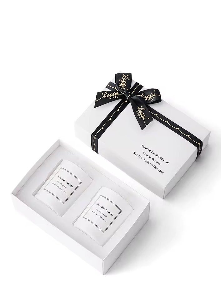 نسيم وتموجات شمعتان عطريتان للاسترخاء في برطمانات زجاجية، بدون دخان، مصنوعتان من شمع الصويا الطبيعي، بروائح متنوعة. مثالية للاستحمام، واليوغا، والنوم، والمهرجانات، وحفلات الزفاف، وعيد الشكر. برائحة البرتقال الحلو والبرغموت، في علبة هدايا. - Image 1