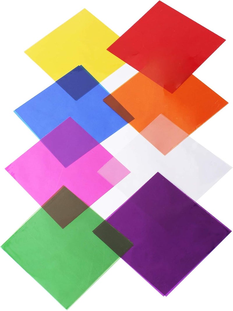 Morepack Colored Cellophane Sheets,8x8 Inches Cello Sheets Colored Plastic Cellophane Wrap for Candy, DIY Arts Crafts Decoration and More,120 Pcs - Image 2