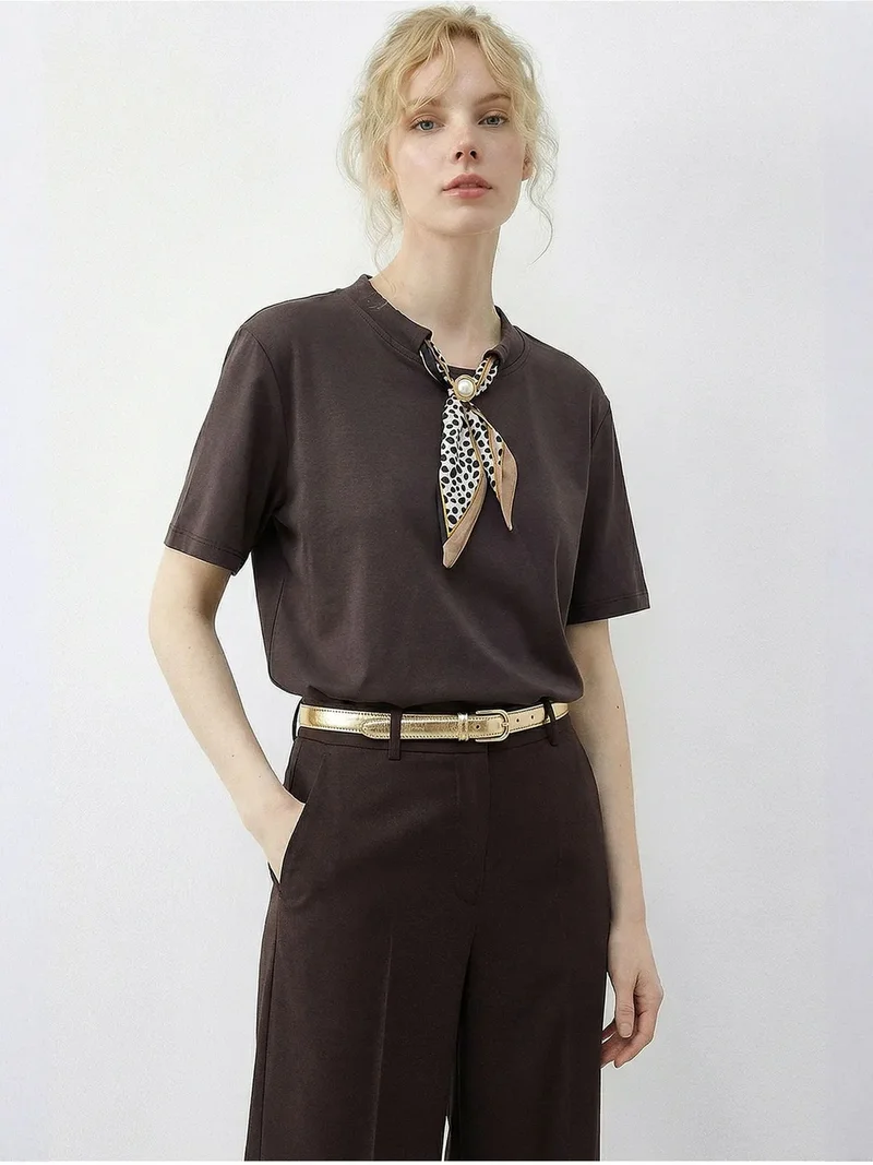 بيانكو لوتشي LUCCI Basic Crew Neck T-Shirt with Accessory Detail