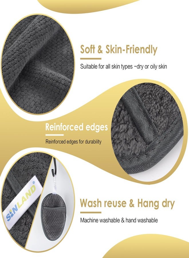 SINLAND Reusable Makeup Remover Pads For Face,Eye,Lips Microfiber Gentle Facial Cleansing Cloths for All Skin Types Friendly for Makeup Remover With Laundry Bag 5.1inchx3.93inch Gray Pack of 6 - Image 4