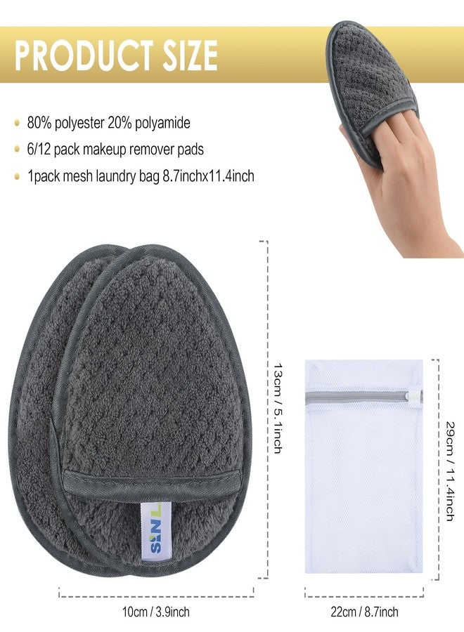 SINLAND Reusable Makeup Remover Pads For Face,Eye,Lips Microfiber Gentle Facial Cleansing Cloths for All Skin Types Friendly for Makeup Remover With Laundry Bag 5.1inchx3.93inch Gray Pack of 6 - Image 2