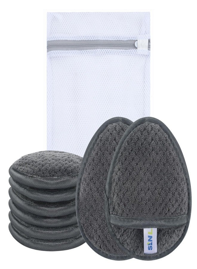 SINLAND Reusable Makeup Remover Pads For Face,Eye,Lips Microfiber Gentle Facial Cleansing Cloths for All Skin Types Friendly for Makeup Remover With Laundry Bag 5.1inchx3.93inch Gray Pack of 6 - Image 1