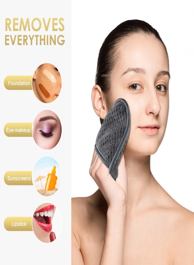 SINLAND Reusable Makeup Remover Pads For Face,Eye,Lips Microfiber Gentle Facial Cleansing Cloths for All Skin Types Friendly for Makeup Remover With Laundry Bag 5.1inchx3.93inch Gray Pack of 6 - Image 5
