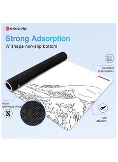 excovip Large Gaming Mouse Pad XL Anti-Skid Mousepad Large Keyboard Mouse Pad Desk Mat with Stitched Edges 800x300mm White 0201  - Image 2