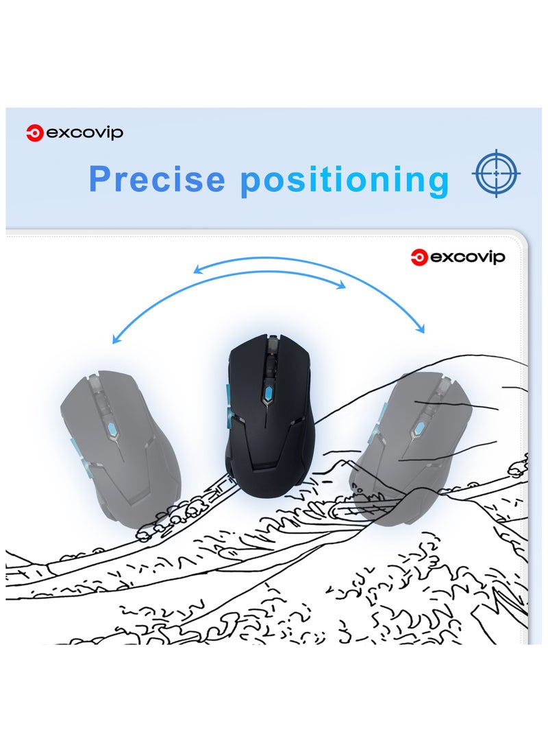 excovip - Large Gaming Mouse Pad XL Anti-Skid Mousepad Large Keyboard Mouse Pad Desk Mat with Stitched Edges 800x300mm White 0201 - Image 1