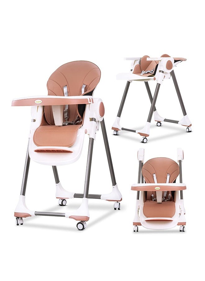 بيبي Baybee 3 in 1 Emperia Plus Baby High Chair for Kids Feeding Chair مع ارتفاع قابل للتعديل وحزام أمان ومقعد معزز للأطفال الرضع مع صينية كرسي مرتفع للأطفال من 6 أشهر إلى 4 سنوات وردي  - Image 1