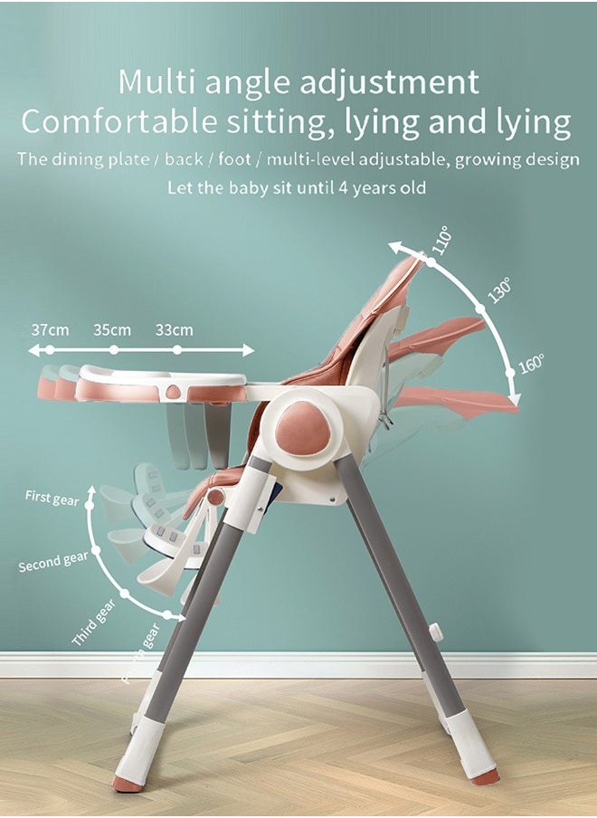 بيبي Baybee 3 in 1 Emperia Plus Baby High Chair for Kids Feeding Chair مع ارتفاع قابل للتعديل وحزام أمان ومقعد معزز للأطفال الرضع مع صينية كرسي مرتفع للأطفال من 6 أشهر إلى 4 سنوات وردي  - Image 5