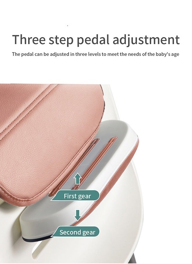 BAYBEE - 3 In 1 Emperia Plus Baby  Feeding High Chair With Adjustable Height, Recline Safety Belt And Tray, 6 Months To 4 Years, Pink - Image 1