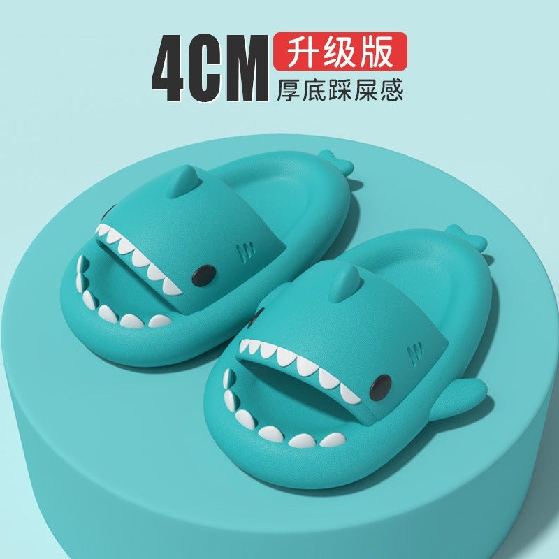 Chunky Sole Shark Couple Slippers Women's Squishy Sandals Men's Funny Indoor Outdoor Cute Cartoon Trendy Flip-Flops