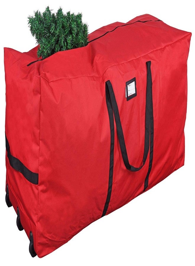 Primode Holiday Rolling Tree Storage Bag, Extra Large Heavy Duty Storage Container, 25" Height X 20" Wide X 60" Long With Wheels And Handles (Red) - Image 1