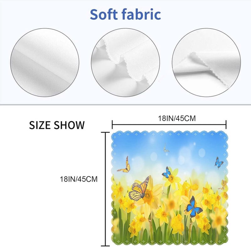 Yibeas Yellow Daffodils with Butterflies Cloth Napkins Set of 4 Soft Spring Background of Flowers Washable and Reusable Dinner Napkins for Weddings Parties 18 x 18 inch - Image 2