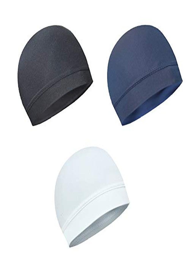 PAROPKAR 3 Pack Helmet Liner Skull Caps Sweat Wicking Cap Running Hats Cycling Skull Caps for Men and Women (Black Blue White) - Image 1