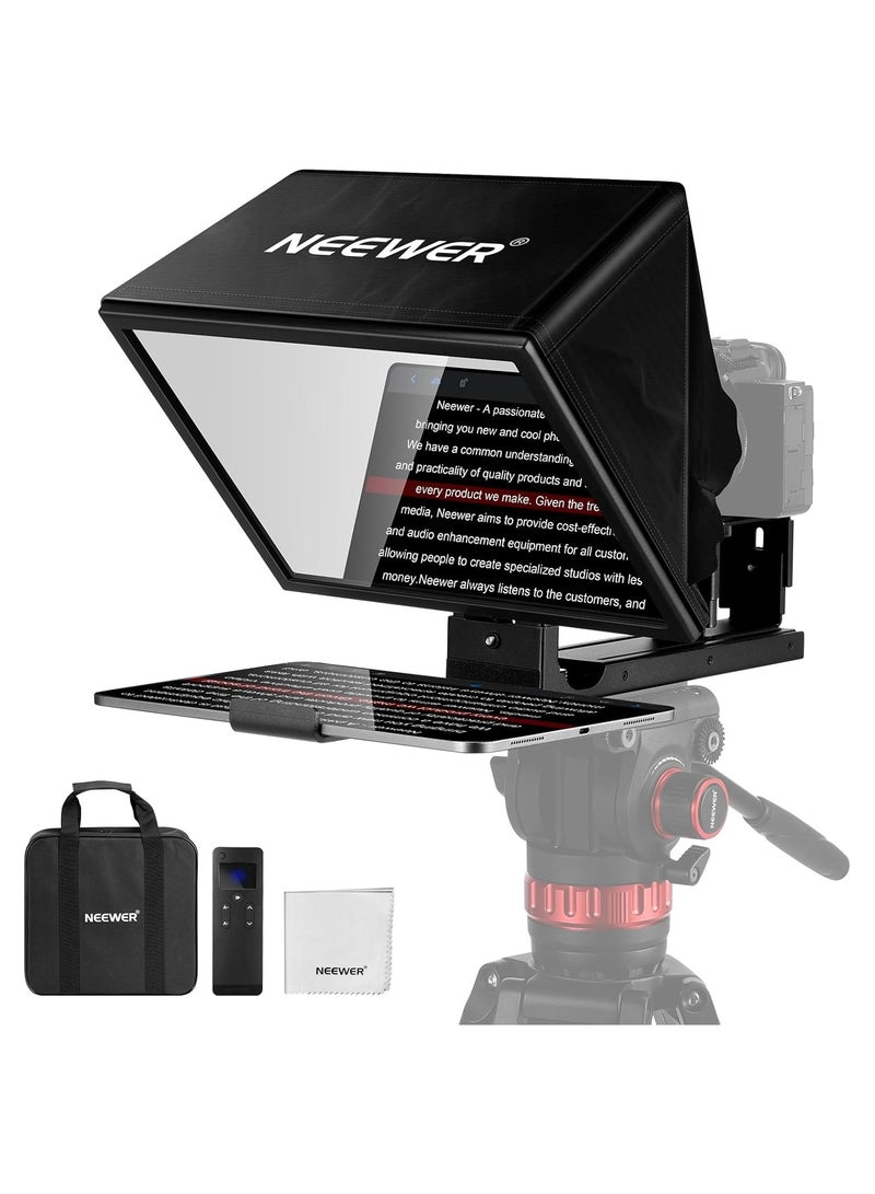 NEEWER BASICS X12B 12" Aluminum Alloy Teleprompter for iPad, Tablet, Phone & DSLR Camera with Remote & App Control, Compatible with iOS/Android – Ideal for Live Streaming & Online Lessons - Image 1