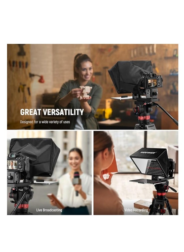 Neewer - NEEWER X12B 12 Inch Teleprompter Aluminium Alloy Basics Type, for iPad, Tablet, Phone, DSLR Camera, Remote Control, App Control, Compatible with iOS, Android, Pro for Online Teaching, Live Streaming - Image 1