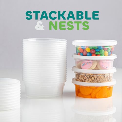 JoyServe 60 Sets (120-Piece) 8 oz Deli Food Containers with Lids for Food, Snacks, Takeout, Meal Prep - 1 Cup Small Durable Clear Containers - Stackable and Durable, Dishwasher & Microwave Safe - Image 3