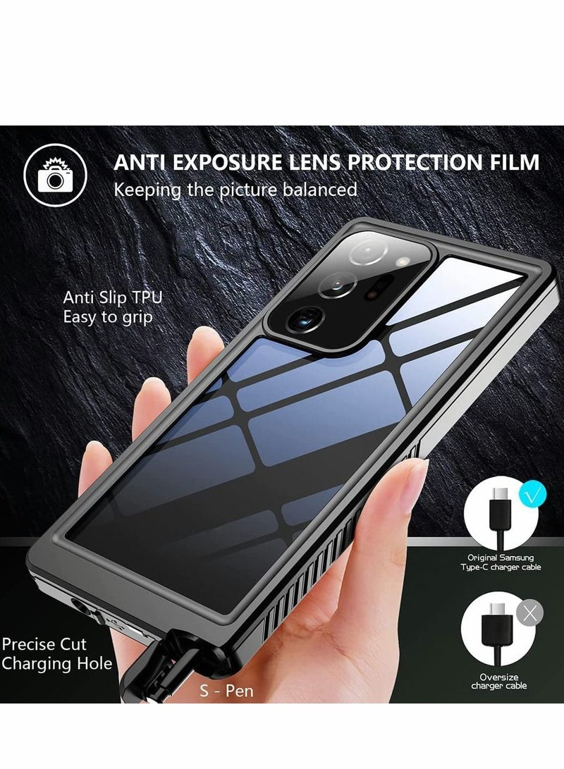 SYOSI Case for Samsung Note 20 Ultra Waterproof Case, Excefore Built in Screen Protector 360° Full Body Heavy Duty Shockproof IP68 Galaxy 5G 6.9" Black - Image 5