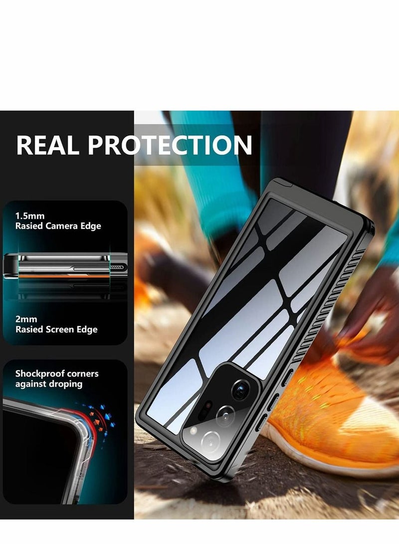 SYOSI Case for Samsung Note 20 Ultra Waterproof Case, Excefore Built in Screen Protector 360° Full Body Heavy Duty Shockproof IP68 Galaxy 5G 6.9" Black - Image 3