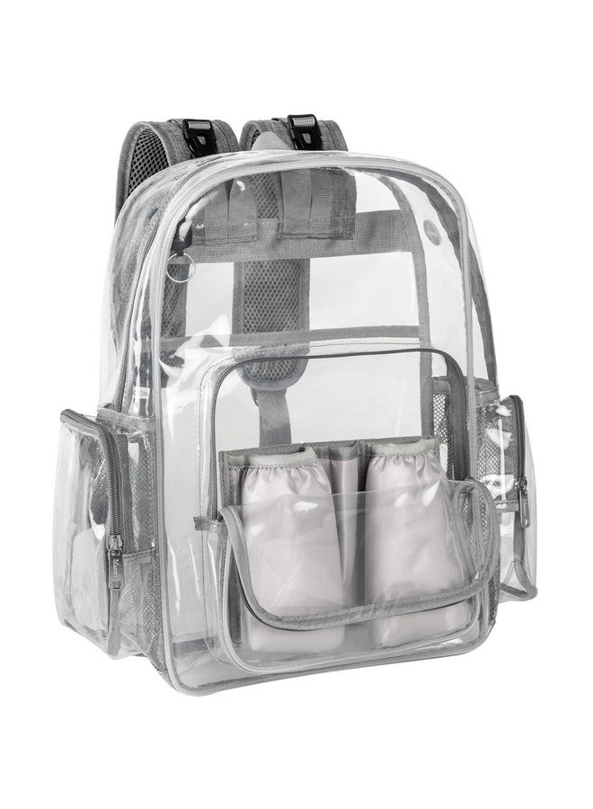 Mancro Diaper Bag Backpack Clear Baby Bag Heavy Duty Transparent Backpack For Girls Boys Multifunction Large Travel Backpack Maternity Baby Changing Bags For Mom With Stroller Straps Grey - Image 1