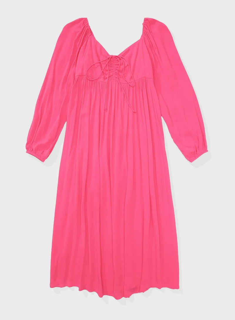 Aerie Puff Sleeve Ruched Dress