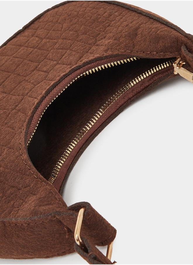 Styli Styli Croc-Textured Hobo Bag with Zip Closure  - Image 4
