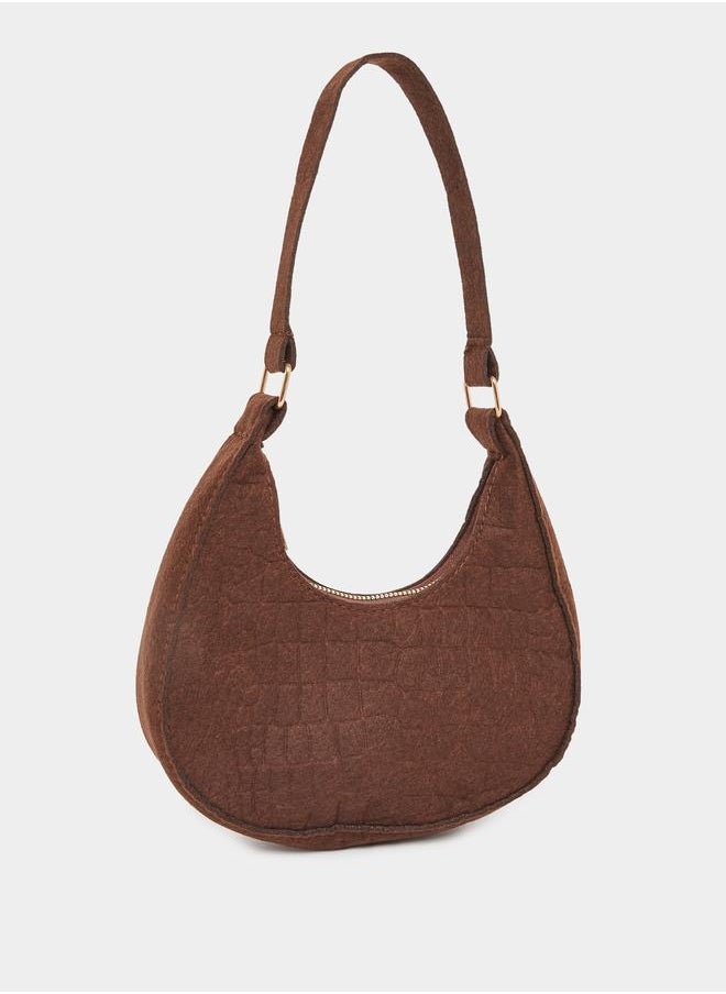 Styli Styli Croc-Textured Hobo Bag with Zip Closure  - Image 1