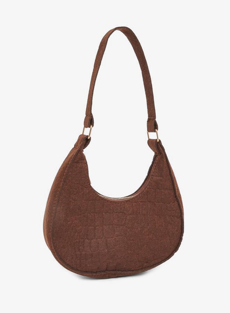 Styli Croc-Textured Hobo Bag with Zip Closure - Image 1