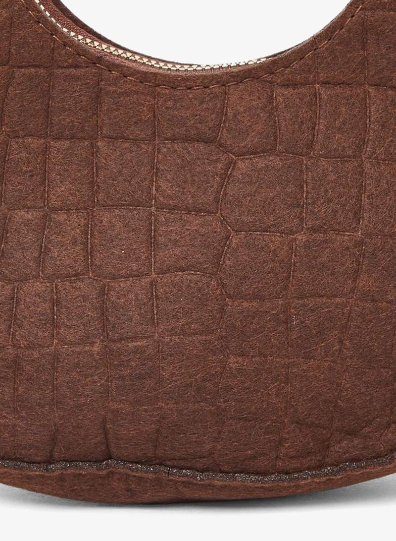 Styli Croc-Textured Hobo Bag with Zip Closure - Image 3
